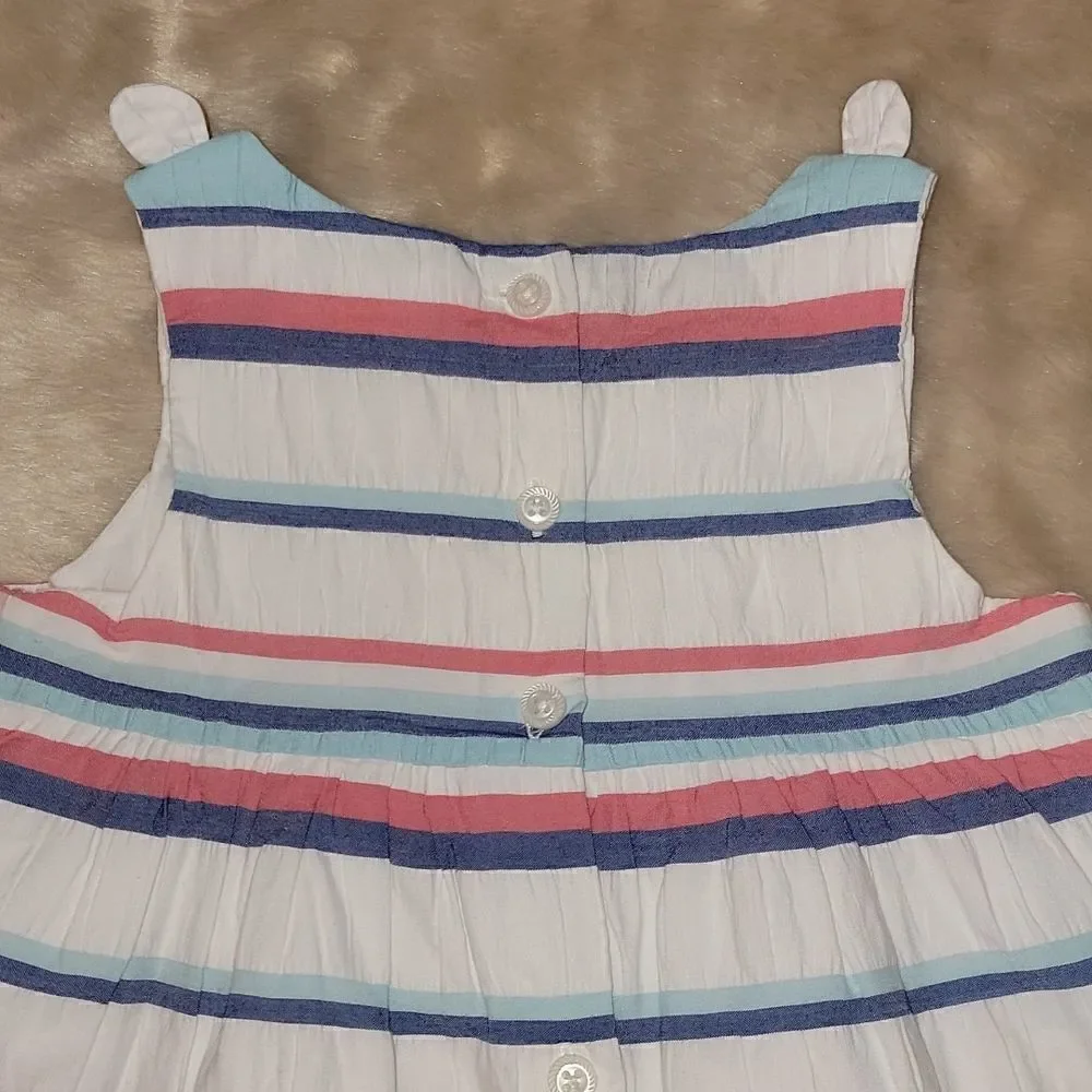 JANIE AND JACK BLUE, CORAL AND WHITE STRIPED SLEEVELESS TOP, SIZE 2T